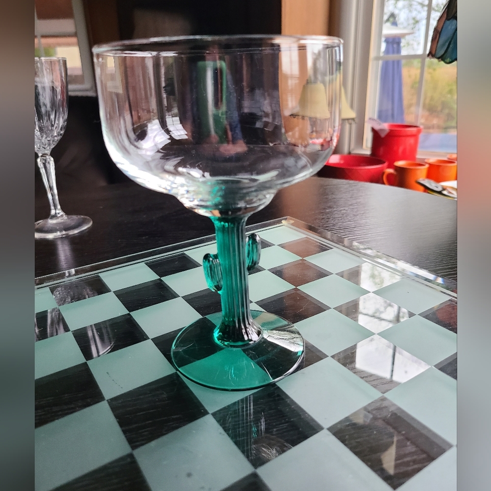 Green Stem Glass Goblet